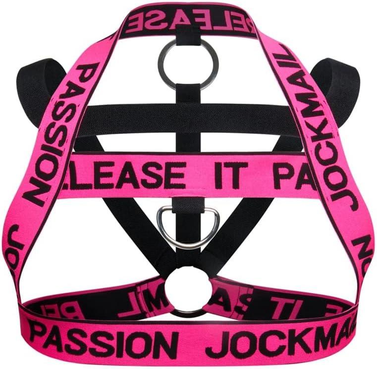 JOCKMAIL Mens Fitness Harness Shoulder Strap Mens Fitness Body Chest Half Harness Athletic Shoulder Strap Harness (One Size, Rose1)