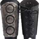 Leather Gauntlet Wristband Medieval Bracers Viking Wrist Guards Archery Guards Bracers Wide Arm Armor Cuff for Women Men 2PCS