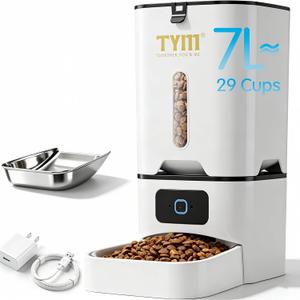 TYM Automatic Cat Feeder, 7L Timed Cat Dry Food Dispenser APP Control Programmable Portion Size Auto Feeder for Cats and Dogs