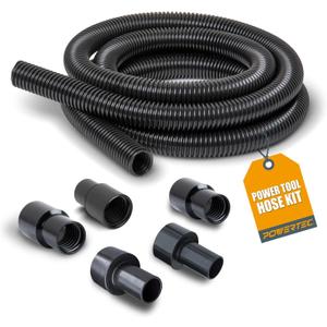 POWERTEC 70347 10 Ft. Dust Collection Hose Kit with 5 Fittings for Woodworking Power Tools Home and Wet/Dry Shop Vacuums