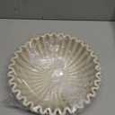 Large Decorative Bowl, Modern Handicraft Bowls for Home Decor, Decorative Fruit Bowl for Kitchen Counter, Ruffle Decor, Stylish Key Bowl for Entry Table, Artificial Stone Beige