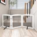 PUPETPO Freestanding Wooden Pet Gate for House, Foldable Indoor Dog Gate for Doorways, Stairs - 24" Height, 3 Panels, White