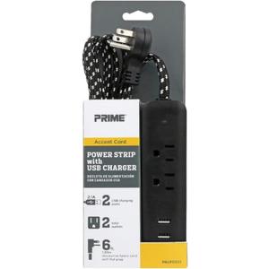 Prime Wire and Cable 3006342 PWR STRP W/USB PRT 6'L