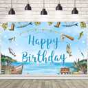 AIBIIN 7x5ft Happy Birthday Backdrop Fishing Theme Background Birthday Party Decorations Boys Gone Fishing Photography Backdrop Cake Table Supplies Banner Photo Booth Props