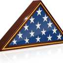 Glass Front Flag Display Case for Burial Flag - Wall Mounted 9.5 X 5 Feet Flag Box for American Veteran Flag and Folded Flag Display - Ideal for Honoring Military Service (Mahogany)