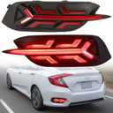 Fog Lights Rear Brake Reflctor Lights for Honda Civic 10th Gen 2016-2020 Sedan Coupev Lx Rear Turn Signal Brake Lights Civic Accessories (CIVIC1620-RearFog)