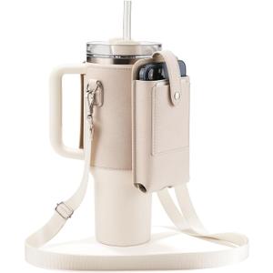 molshine Water Bottle Cover 30/40oz, Water Bottle Carrier Holder with Strap Pockets for Hiking Camping Travelling Walking