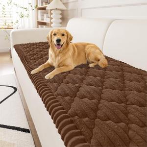 Smiry Pet Couch Covers for Dogs Washable, Non-Slip Fuzzy Couch Covers for 3 Cushion Sofa Pet Friendly, Soft Thick Furniture Protector Sofa Slipcover Mat for Dogs (Chocolate, 27.6" x 88")