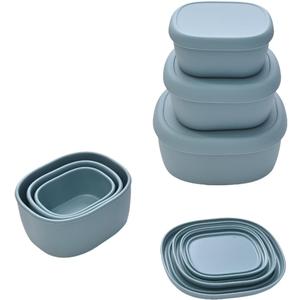 3Pcs/Set Nesting Silicone Food Storage Containers with Lids,BPA Free Reusable Bento Box Set(6.7oz,10 oz,20oz) Microwave, Dishwasher & Freezer Safe