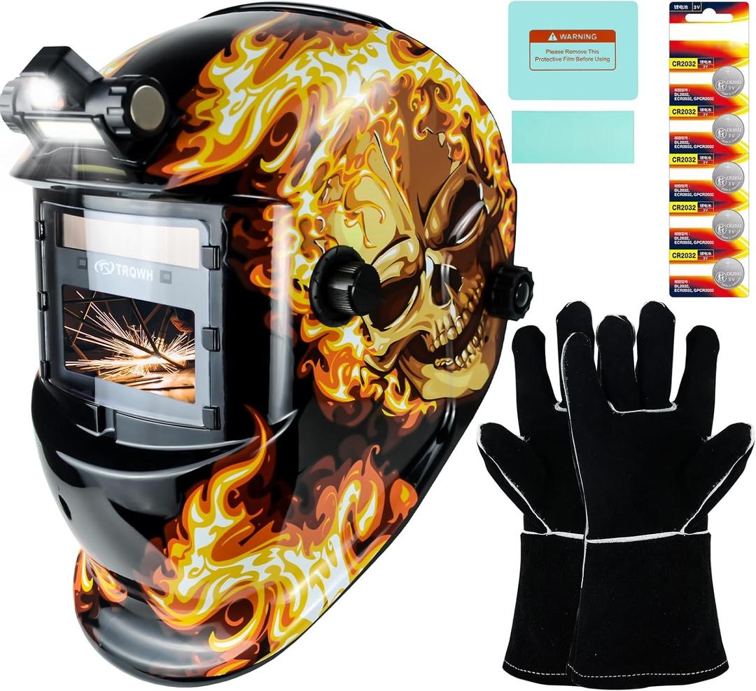 Welding Hood Auto Darkening Welding Helmet with Light True Color 1/1/1/2 Top Optical Clarity Wide Shade 9-13 Welding Mask with Grinding Weld Helmet (KTS-HD104)