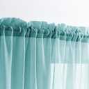 MYSTIC-HOME Sheer Curtains 84 Inches Long, Rod Pocket Sheer Drapes for Living Room, Bedroom, 2 Panels, 52"x84", Semi Crinkle Voile Window Treatments for Yard, Patio, Villa, Parlor, Grey Teal