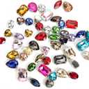 Choupee 48PCS Mixed Shapes Flatback Sew On Glass Rhinestone Sewing Claw Rhinestone for Craft, Clothes, Garments, Dress, Earring, Belt and Shoes (Silver Claw)