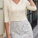 JOKELAMB Women's Bolero Shrug Cropped Cardigan Knit Sweaters Open Front Casual Elegant Jacket for Dresses (Beige) XL