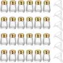 24 Pcs Cube Shape Mini Salt and Pepper Shakers Bulk 0.5 oz Small Cube Glass Spice Shaker with Plastic Mini Funnels for Wedding Kitchen Restaurant Travel Camp Party (Golden)