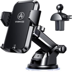 [True Anti-Vibration] Car Phone Holder VANMASS2025 Ultimate Military-Grade UpgradedSuction Cell Mount Truck Stand Cradle for Dashboard Windshield Vent for iPhone 16 Pro Max 15 14 13 Samsung Android