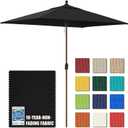 EliteShade USA 10-Year-Non-Fading 6.5x10FT Rectangular Market Umbrella Patio Umbrella Outdoor Table Umbrella with Ventilation, Black