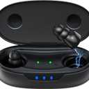 Supermini Hearing Aids for Seniors with Digital Chips, 80H Wireless Charging Case OTC Rechargeable Hearing Amplifiers Invisible with 16-Channel Sound Processing 3 Levels Volume (Black)