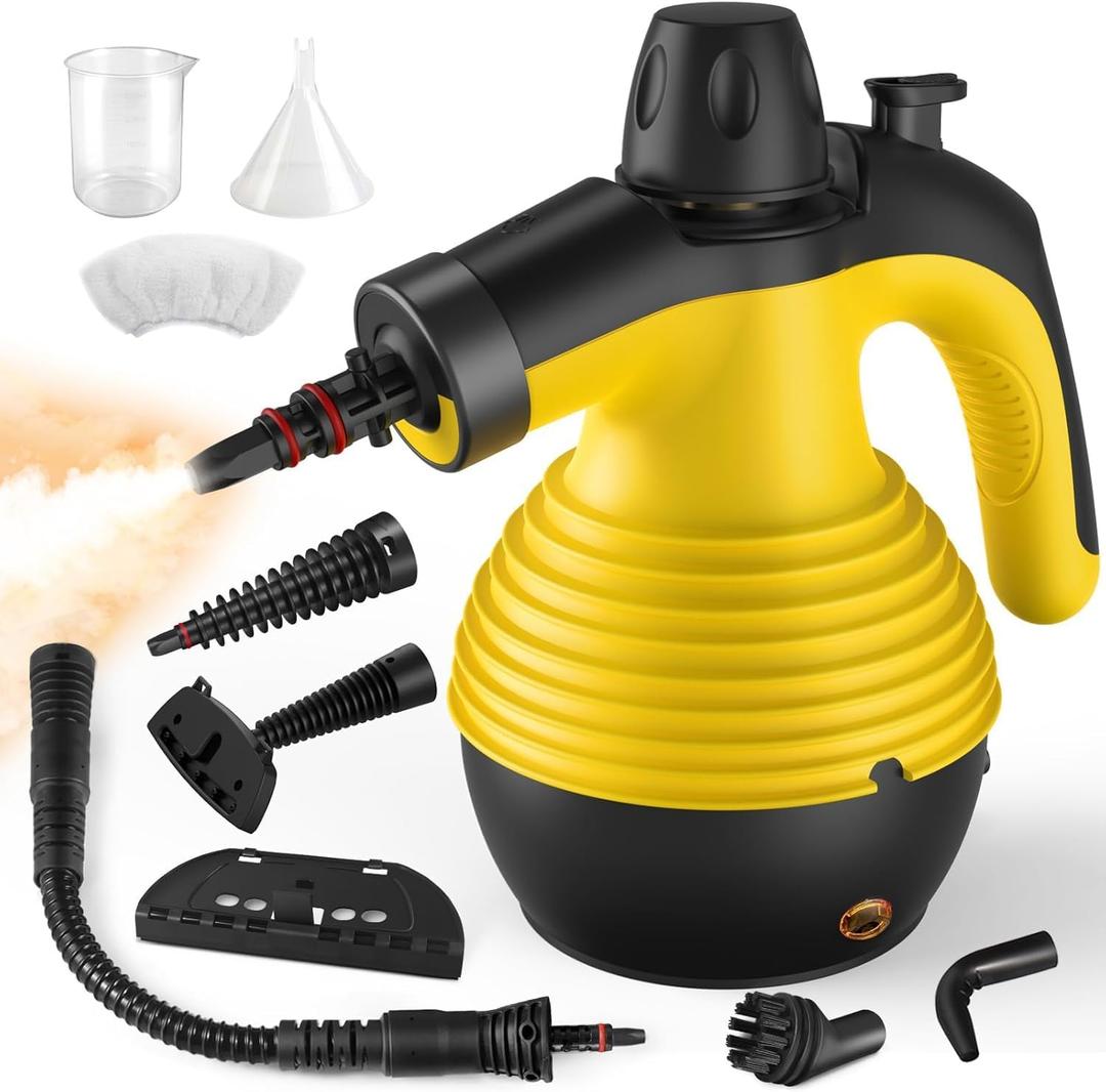 Steam Cleaner, Pressurized Handheld Steam Cleaner for Home, Multi-Surface Steamer for Cleaning with Safety Lock, Portable Cleaning Steamer for Kitchen, Bathroom, Car, Grout, Upholstery and Clothes