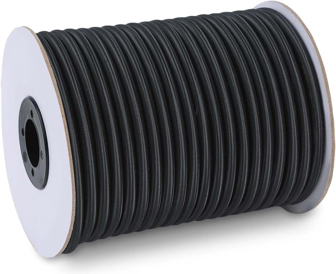 Marine Grade Bungee Cords Heavy Duty Outdoor - Bungee Cord Roll - 100% Stretch Elastic Cord and Absorbent Bungee Shock Cord for Kayak Deck, Camping, Crafting (3/8" x 100ft)