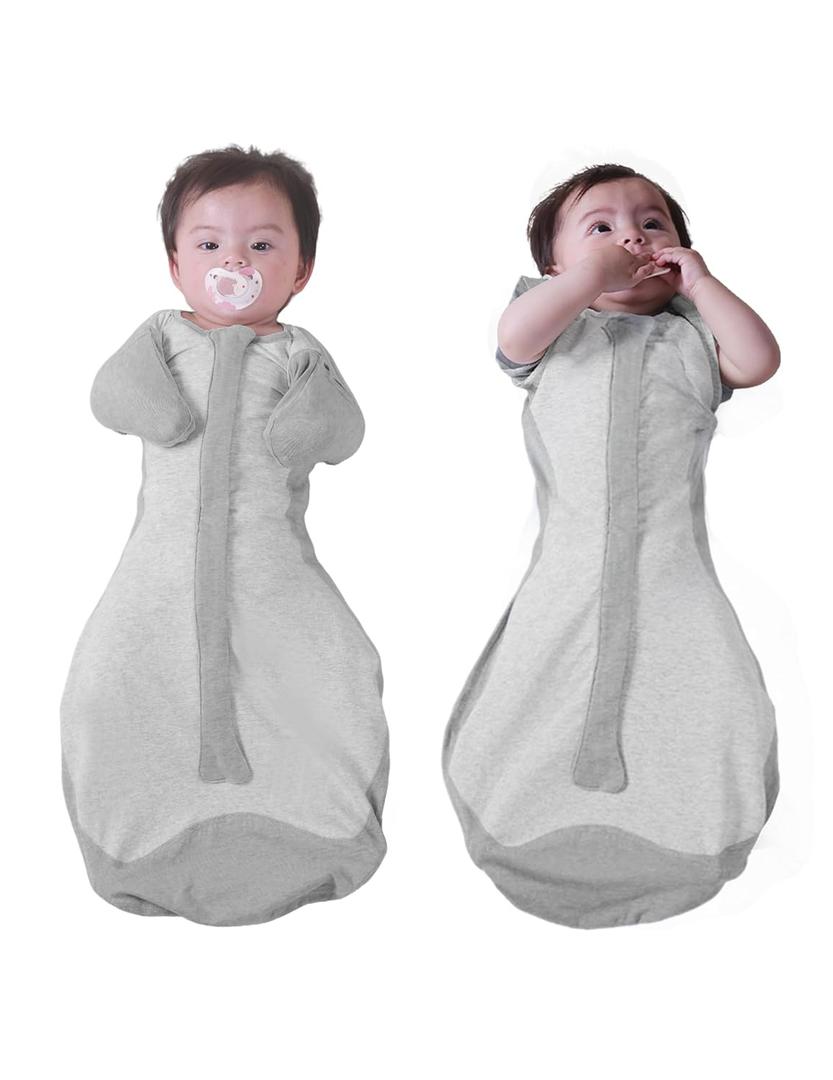 BABELIO Baby Swaddle Temp-Sensing Detachable Zip Sleeves Transitional Swaddle 2-Way Zipper Infant Sleep Sack 3-6 Month Dark Gray M (13-19lbs)