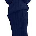 CHARTOU Women's Winter Chunky Cable Knit Long Skirt 2 Piece Outfit Sweater Sets (Small, Navy)