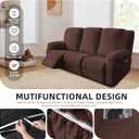 Genina Recliner Sofa Covers - Stretch Reclining Couch Covers with Stripe Jacquard - 3 Seat Cushion Slipcovers with Soft Fabric - Furniture Protector for Pet Kid (Chocolate)