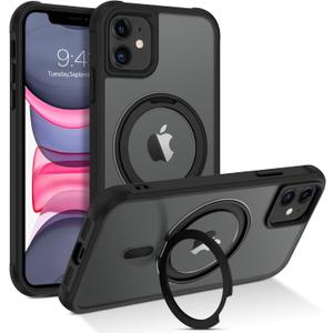BENTOBEN for iPhone 11 Phone Case, iPhone 11 Magnetic Case [Compatible with MagSafe] Rotatable Ring Holder Kickstand Design Shockproof Women Men Girl Boy Protective Cover for iPhone 11 6.1 2019, Black