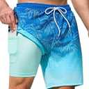 SILKWORLD Mens Swim Trunks Quick Dry Swimming Shorts with Compression Liner and Zipper Pockets, Size: L