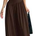 Women's Sleeveless Solid Color Round Neck Ruched Waist Long Dress Summer Dresses 2025 for Women (Coffee Brown, XL)