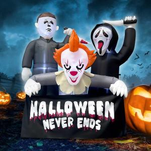 6FT Halloween Inflatable Killers Decorations Built-in LED Lighted Blow Up Decoration Home Yard Outdoor Indoor Garden Lawn Decor