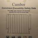 Cumbor 29.243" Baby Gate for Stairs, Wall-Mounted (Drill Required), Expandable No Bottom Bar Dog Gate, Auto Close Extra Wide Walk Thru, Pet & Toddler Proof Gate, Top & Bottom of Stairways (White)