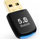 Bluetooth 5.4 USB Adapter for PC, Driver-Free USB Bluetooth Dongle for Desktop Computer, Connect Up to 5 Devices, 20m Long Range, for Headphones, Speakers, Mouse, Keyboard (Windows)