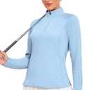 Frevontica Women's Quarter Zip Pullover Lightweight Golf Shirt Long Sleeve (Blue, XL)