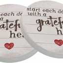 oFloral Inspirational Quotes Coasters for Drinks Start Each Day with Grateful Heart Cups Place Mats for Home Decor Set of 2, 4 Inch