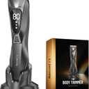 Body Hair & Pubic Hair Trimmer for Men - Electric Ball Shaver with LED Light & Display, Waterproof Wet/Dry Groomer Kit with Wireless Charging & 3 Combs, Ceramic Blade Technology