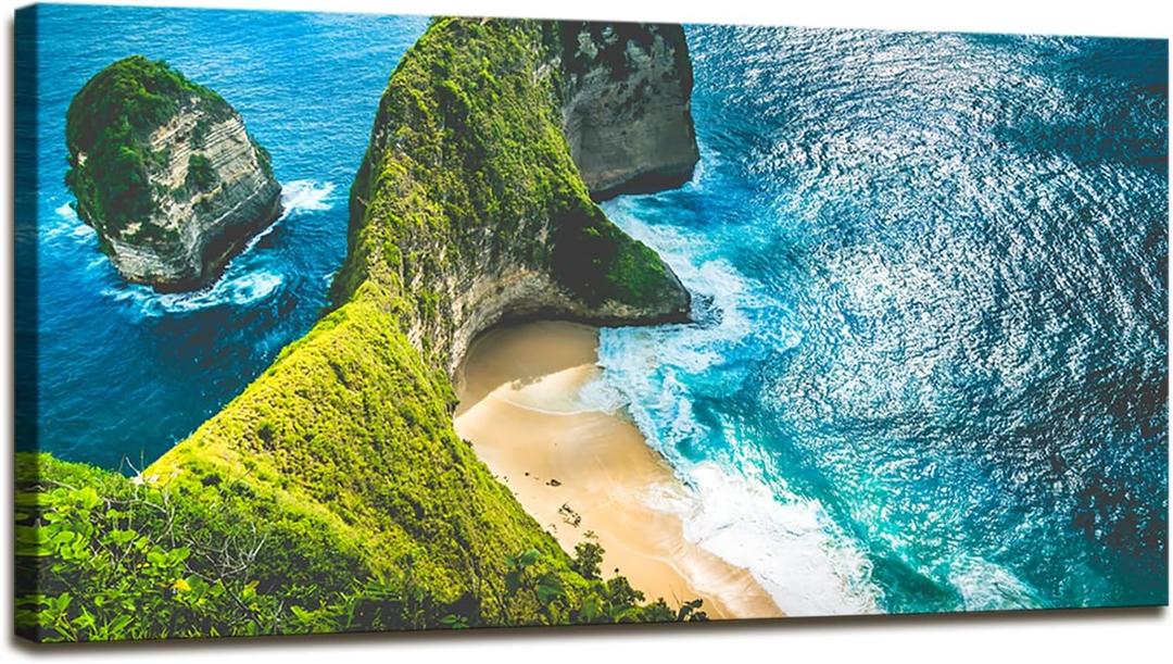 DBLAKI DB3675 Beach Wall Art Canvas Wall Art Nature Pictures Kelingking Beach on Nusa Penida Island, Bali, Indonesia Photography Canvas Prints Framed for Home Decor