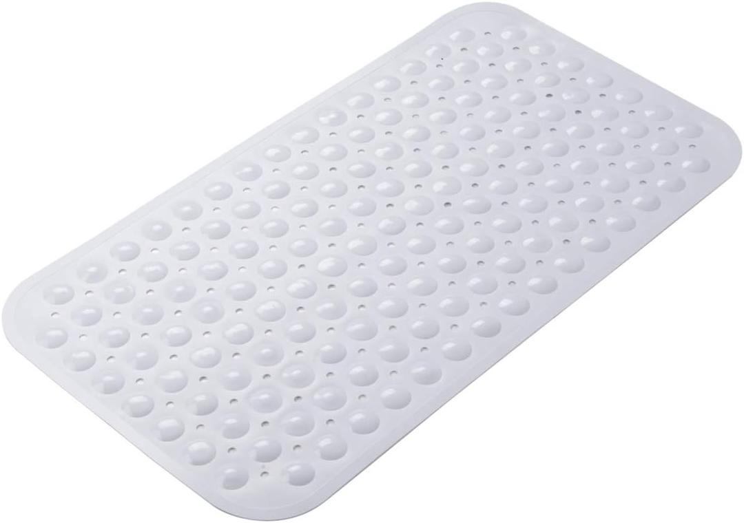 AmazerBath Bath Tub Mat, Medium Size 27.6 x 15 Inches Non-Slip Shower Mats with Suction Cups and Drain Holes, Bathtub Mats Bathroom Mats Machine Washable (White)