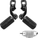 FOVPLUE 1.25" Highway Footpegs,Short Angled Adjustable Highway Pegs w/Mounts for Harley Touring Street Glide Electra Glide Road King Softail CVO Dyna Trike Sportster w/1-1/4 Engine Guard,Black#1