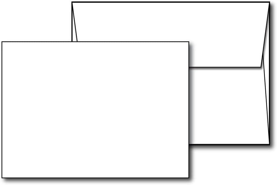 100lb Cover (270 gsm) Thick Blank White 5" X 7" Cardstock and Envelopes Set - Great for Invitations, Post Cards, Index & Flash Cards - Heavy Stock for Inkjet/Laser Printer - 100 Pack with Envelopes