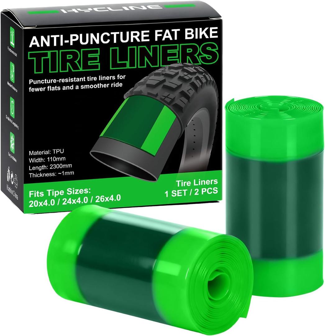 Hycline 2 Pack Fat Tire Liners, 110mm Wide TPU Puncture Proof Inserts for 20/24/26x4.0 Inch Fat Bike & E-Bike Tires, Durable Anti-Flat Tube Protectors for Smooth Rides
