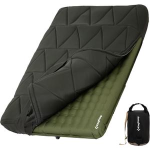 KingCamp Gorgeous Double 6.7" Camping Mattress with Washable Foam Cover, Extra-Thick Full Size Inflable Mattress with Pump Sack, Portable Double Mattress for Camp Outdoor Tent, Car & Guest