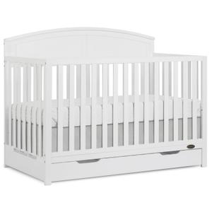 Dream On Me Storybrooke 5-in-1 Convertible Full-Size Crib with Under Drawer, Pebble Grey, GreenGuard Gold & JPMA, Convert to Toddler, Day & Full-Size Bed, 3 Mattress Heights, Sustainable Pinewood (White)