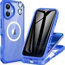 CENHUFO Magnetic Privacy for iPhone 16 Plus Case [Compatible with Magsafe] Full Body Phone Case Built-in 9H Tempered Glass Privacy Screen Protector and Camera Lens Cover, Shockproof Bumper -Light blue