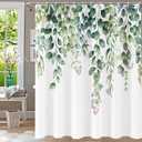 Shower Curtain Green Shower Curtains for Bathroom Watercolor Green Leaf Shower Curtains Plants Waterproof Eucalyptus Shower Curtain Fabric Cloth Bathroom Curtains 72x72 inch with Hooks