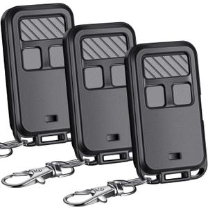 Kingdder 3 Pcs Universal Garage Door Opener Remote Compatible with Chamberlain LiftMaster 3 Button Garage Door Opener Remote with Key Chain for 5 Colors Learning Buttons (Black)