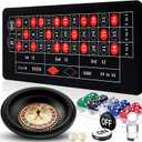 Roulette Wheel Game Set Include 16'' Black Roulette Wheel 35" x 16" Rubber Tabletop Layout Mat, 100 Chips Dealer Button Win Marker Casino Game Sets Gift Ideas(Black)