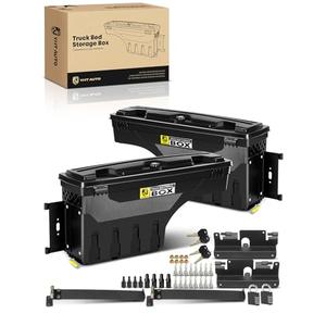 YHTAUTO Set of 2 Truck Bed Storage Tool Box Lockable Compatible with 2007-2018 Chevrolet Silverado & GMC Sierra 1500 2500 3500 3500HD, Without Bed Rail Storage, Swing Waterproof Wheel Well Toolbox