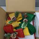 Set of 4 Christmas Lighted Gift Boxes Decorations, Pre-lit Tinsel Present Box with Bowknot(Red Green Yellow Blue), Light Up Xmas Tree Skirt Ornament, Indoor Outdoor Plug in for Home Holiday Party