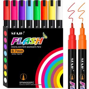SFAIH 8 Vibrant Liquid Chalk Markers for Bhalkboard, Calendar, Glass - [1s Wet Wipe] No Residue, 0.7-1mm Extra Fine Tip, Chalk Pens for Bistro, Labels [Highlighter Marker Pen for LED light board]