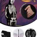 Christmas Gifts Adult 3D Skeleton Onesie - Plush Hooded Jumpsuit with Zipper, Halloween Costume XS-XL (Black, M)